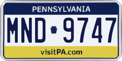 PA license plate MND9747