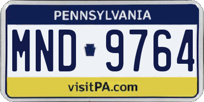 PA license plate MND9764