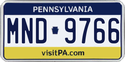 PA license plate MND9766