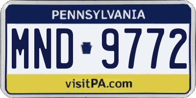 PA license plate MND9772