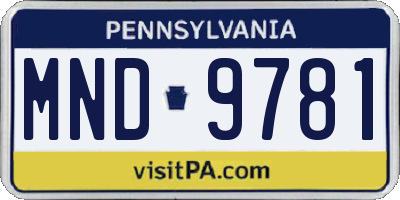 PA license plate MND9781