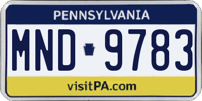 PA license plate MND9783