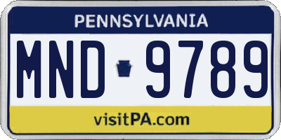 PA license plate MND9789
