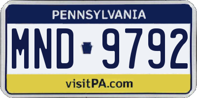 PA license plate MND9792