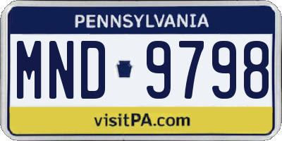 PA license plate MND9798