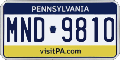 PA license plate MND9810