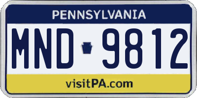 PA license plate MND9812