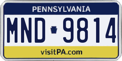 PA license plate MND9814