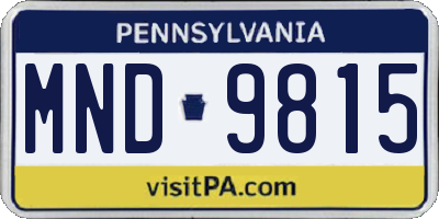 PA license plate MND9815