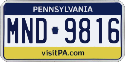 PA license plate MND9816