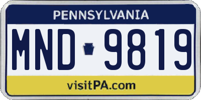 PA license plate MND9819
