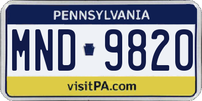 PA license plate MND9820