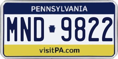 PA license plate MND9822
