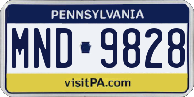 PA license plate MND9828