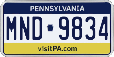 PA license plate MND9834