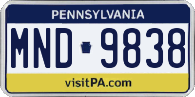 PA license plate MND9838