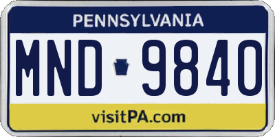 PA license plate MND9840