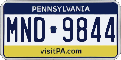 PA license plate MND9844