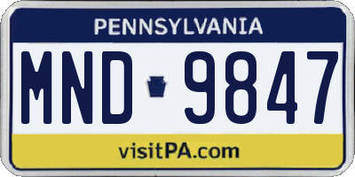 PA license plate MND9847