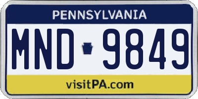 PA license plate MND9849