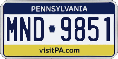 PA license plate MND9851