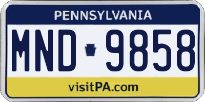 PA license plate MND9858