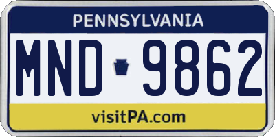 PA license plate MND9862