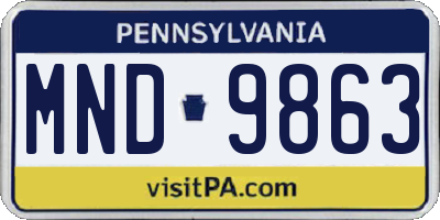 PA license plate MND9863