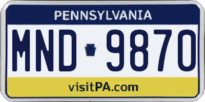 PA license plate MND9870