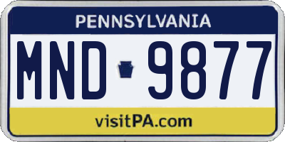 PA license plate MND9877