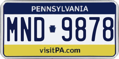 PA license plate MND9878