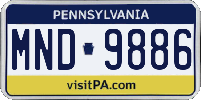 PA license plate MND9886