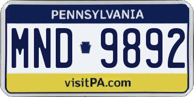 PA license plate MND9892