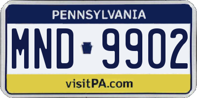 PA license plate MND9902