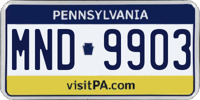 PA license plate MND9903