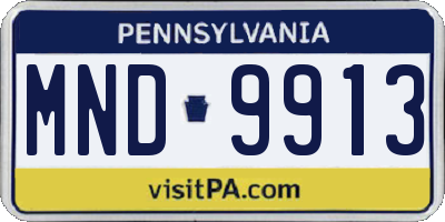 PA license plate MND9913