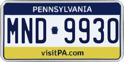 PA license plate MND9930
