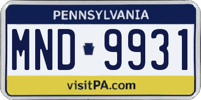 PA license plate MND9931