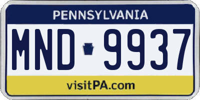 PA license plate MND9937