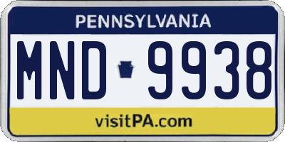 PA license plate MND9938