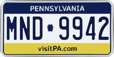 PA license plate MND9942