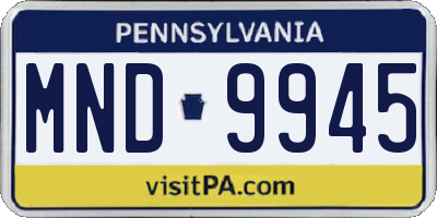 PA license plate MND9945