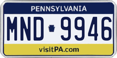 PA license plate MND9946
