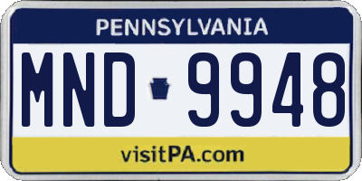 PA license plate MND9948