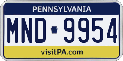 PA license plate MND9954