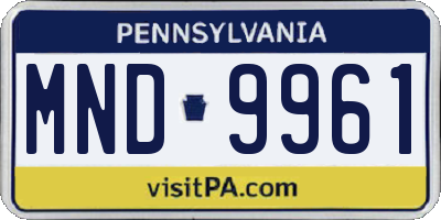 PA license plate MND9961