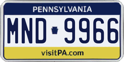 PA license plate MND9966