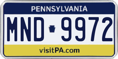 PA license plate MND9972