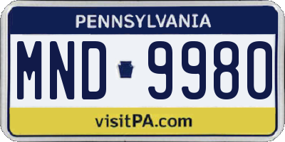 PA license plate MND9980