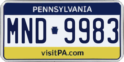 PA license plate MND9983